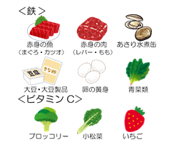 鉄分とビタミンCを多く含む食品