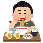 食べすぎな男性