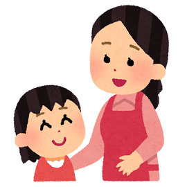 仲良く話す母子どうしのイラスト