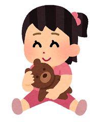 おもちゃで遊ぶ女児のイラスト