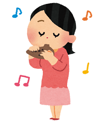 オカリナを演奏する女性のイラスト