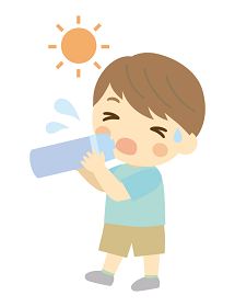 水分補給をする男児のイラスト