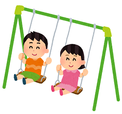 ブランコをする子どもたちのイラスト