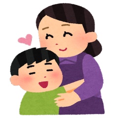 母と甘える男の子のイラスト