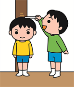 背比べをする子どもたちのイラスト