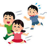 お友だちを追いかけているイラスト