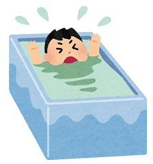 お風呂でおぼれそうな幼児のイラスト