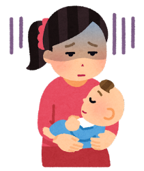 寝不足なお母さん