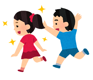 友達と仲良く走っていく子どものイラスト