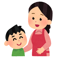 仲直りした母と息子のイラスト