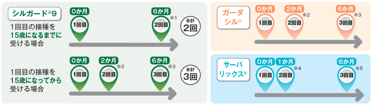 HPVワクチンの標準的な接種スケジュール