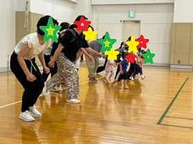 親子で位置について、の写真