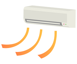 温風の出ているエアコンのイラスト