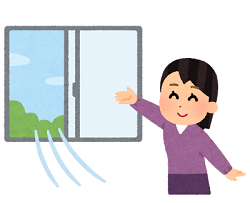 エアコンを使用しながら換気中のイラスト