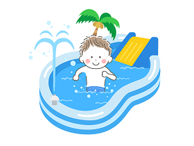 水遊びをする子どものイラスト