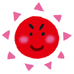 夏の照り付ける太陽のイラスト
