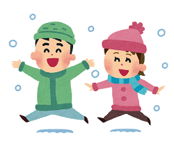 雪遊びをするこども達のイラスト