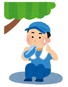 日かげで休む男性のイラスト