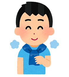 ネッククーラーを巻いた男児のイラスト