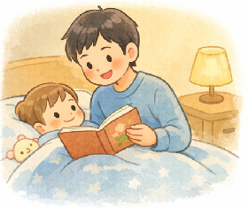 読み聞かせる親子
