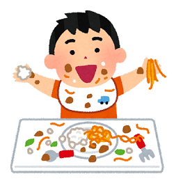 着替えの練習をする女の子のイラスト