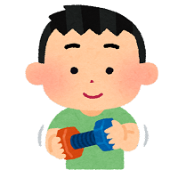 おもちゃのネジで遊ぶ男の子のイラスト
