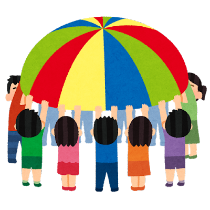 パラバルーンするこども