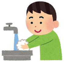手を洗う男の子のイラスト