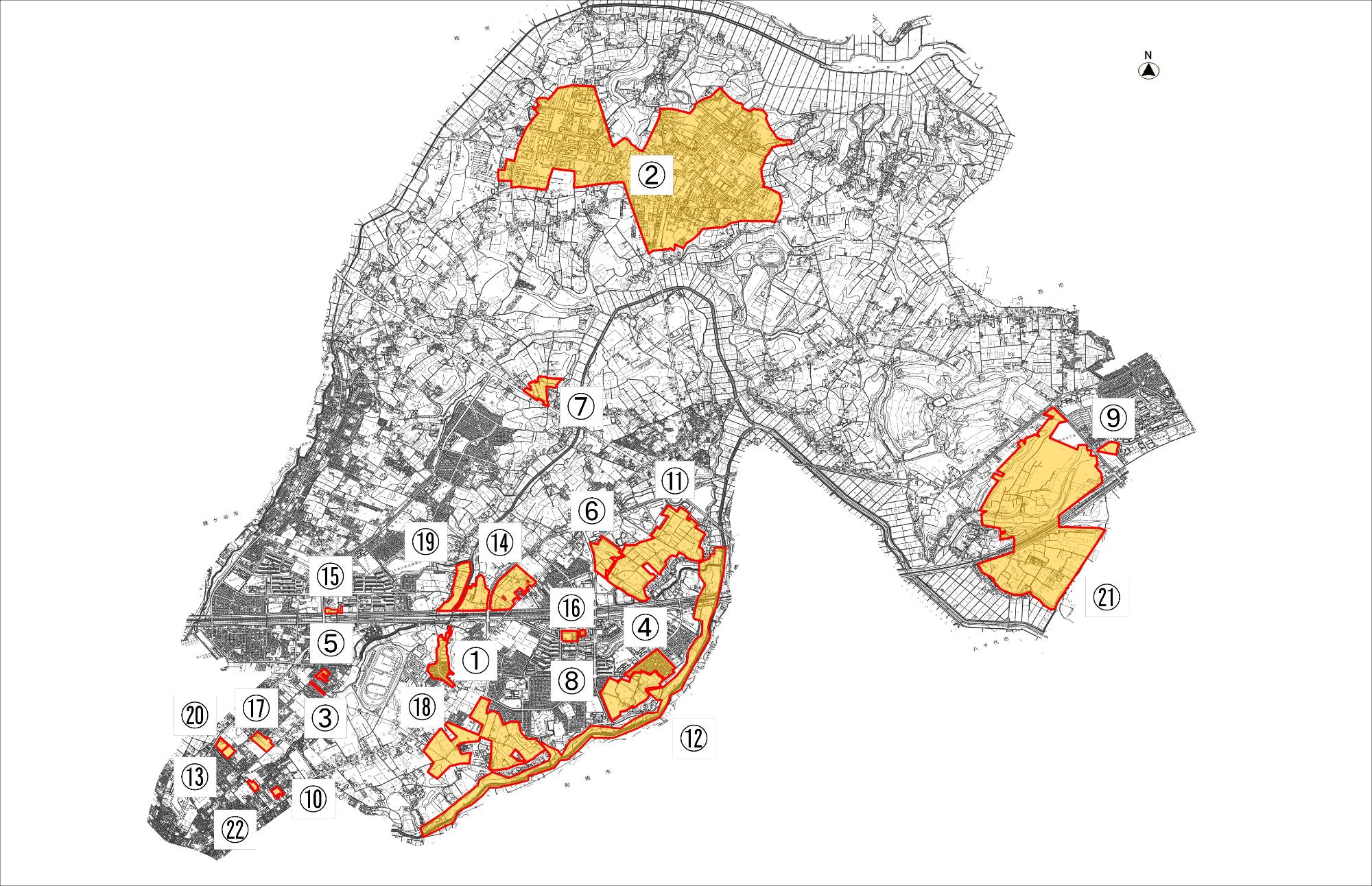 地区まちづくり協議会認定箇所位置図