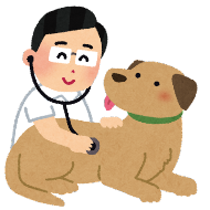 検診されている犬のイラスト