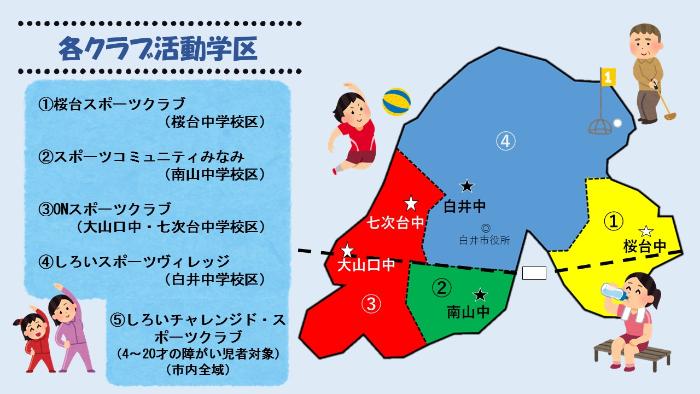 総合型地域スポーツクラブ 学区別活動マップ