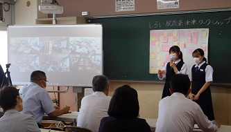 南山中学校において生徒より環境に係る提案を受ける様子